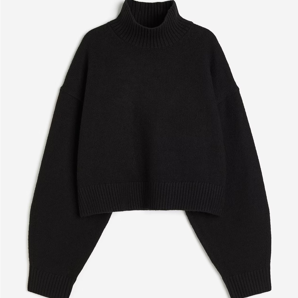 H&M OVERSIZED MOCK-TURTLENECK knit SWEATER black